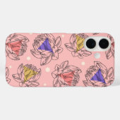 赤面ロータスソフトピンクフローララインアート Case-Mate iPhoneケース (裏面 (横))