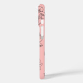 赤面ロータスソフトピンクフローララインアート Case-Mate iPhoneケース (裏面 / 左)