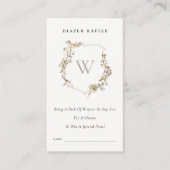 赤面ワイルドフラワークレストおむつラッフルベビーシャワー エンクロージャーカード (正面)