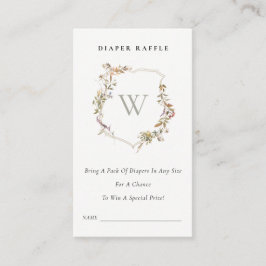赤面ワイルドフラワークレストおむつラッフルベビーシャワー エンクロージャーカード