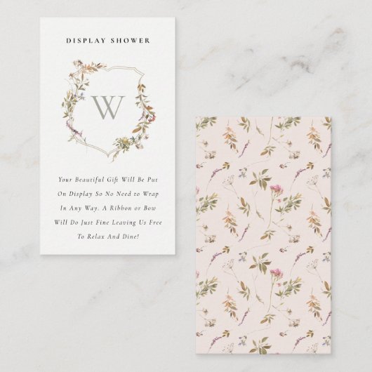 赤面ワイルドフラワークレスト表示シャワーベビーシャワー エンクロージャーカード (正面/裏面)