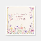 赤面ワイルドフラワーズと蝶ブライダルシャワー スタンダードカクテルナプキン (正面)