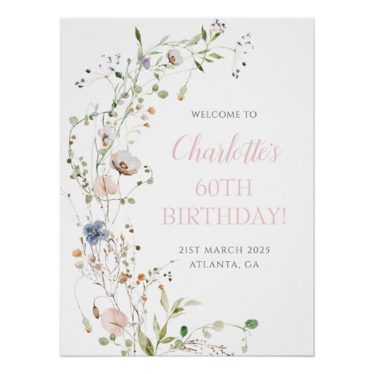 赤面ワイルドフラワーズ60誕生日へようこそ ポスター (正面)