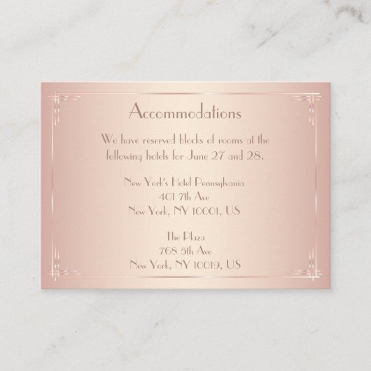 赤面ヴィンテージウェディングアコモデーションカード エンクロージャーカード (正面)