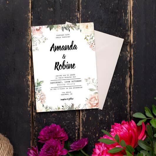 赤面ヴィンテージガーデンフローラ結婚式招待状 招待状