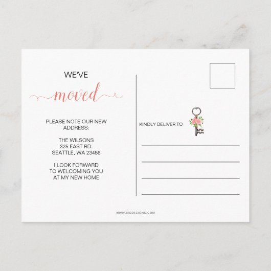 赤面ヴィンテージフローラ鍵移動 案内ポストカード (裏面)