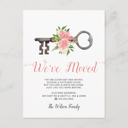 赤面ヴィンテージフローラ鍵移動 案内ポストカード (正面)