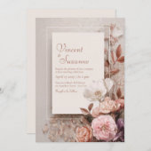 赤面ヴィンテージ結婚フローラ 招待状 (正面/裏面)