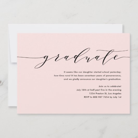 赤面優美な台本3枚の写真卒業パーティー 招待状 (裏面)