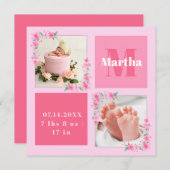 赤面写真歓迎ベビー生まれたばかりのガール誕生状態 シーズンカード (正面/裏面)