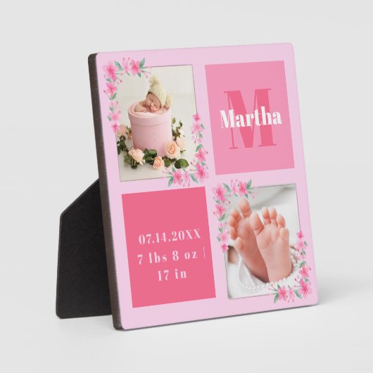 赤面写真歓迎ベビー生まれたばかりのガール誕生状態 フォトプラーク (正面)