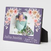 赤面写真歓迎ベビー生まれたばかりのガール誕生状態 フォトプラーク (側面)