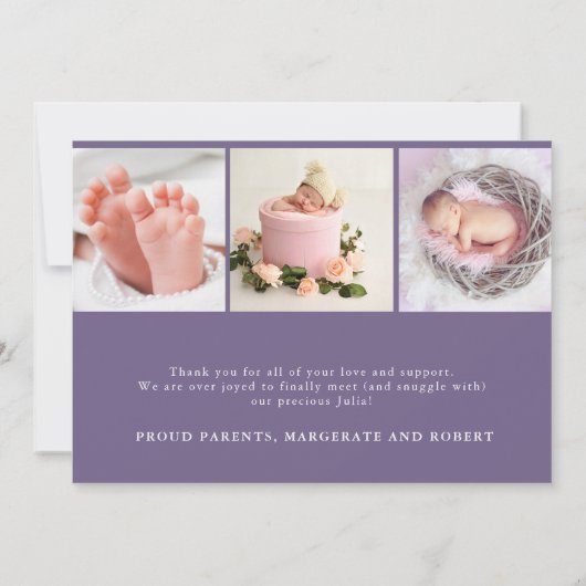 赤面写真歓迎ベビー生まれたばかりのガール誕生状態 招待状 (裏面)