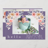 赤面写真歓迎ベビー生まれたばかりのガール誕生状態 招待状 (正面/裏面)