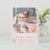 赤面写真歓迎ベビー生まれたばかりのガール誕生状態 案内状 (スタンド正面)