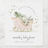 赤面冬そり寒い外ベビースシャワー ワインラベル (シングルラベル)