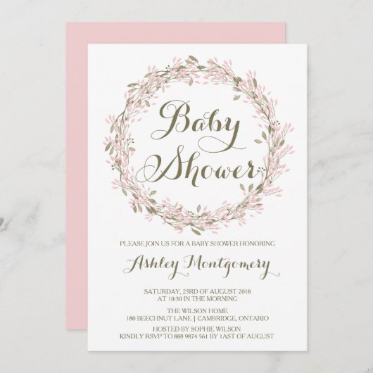 赤面冬リースベビーシャワー招待状 招待状 (正面/裏面)