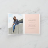 赤面及びばら色の金ゴールドの写真の仮面舞踏会Quinceañera 招待状 (内部)