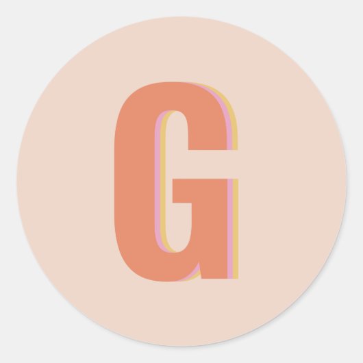 赤面及びオレンジレトロタイポグラフィモノグラムイニシャル ラウンドシール (正面)