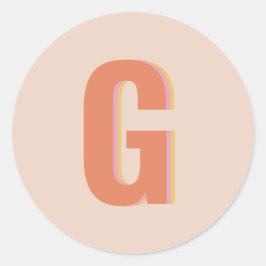 赤面及びオレンジレトロタイポグラフィモノグラムイニシャル ラウンドシール