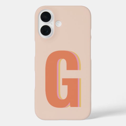 赤面及びオレンジレトロタイポグラフィモノグラムイニシャル Case-Mate iPhoneケース (裏面)