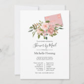 赤面及びバラ金ゴールドフローラベビー又はブライダルシャワー 招待状 (正面)