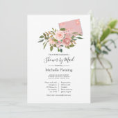 赤面及びバラ金ゴールドフローラベビー又はブライダルシャワー 招待状 (スタンド正面)