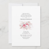赤面及びバラ金ゴールドフローラ及びレースウェディングシャワー 招待状 (正面)