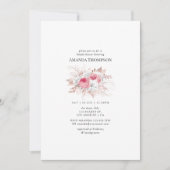 赤面及びバラ金ゴールドフローラ及びレースブライダルシャワー 招待状 (正面)