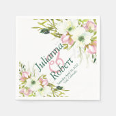 赤面及びホワイトウォーター色フローラナプキン スタンダードカクテルナプキン (正面)