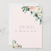 赤面及びホワイトフローラ茶パーティーブライダルシャワー 招待状 (裏面)