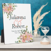 赤面及び卵殻水色フローラ結婚ズプラ フォトプラーク (側面)