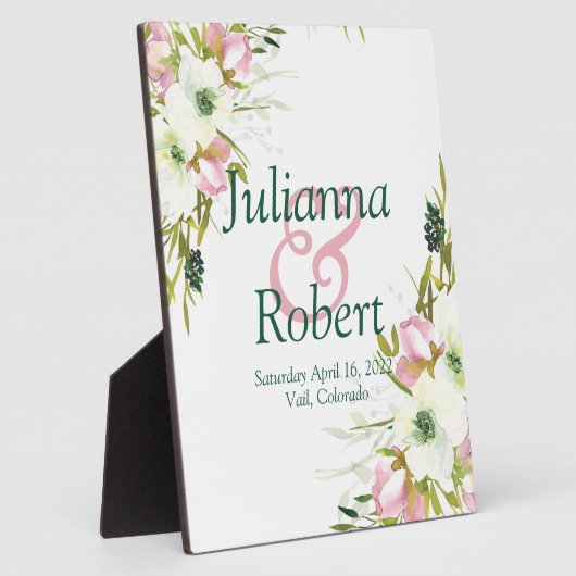 赤面及び白色水彩フローラ結婚斑 フォトプラーク (側面)