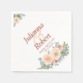 赤面及び緑水色フローラナプキン スタンダードカクテルナプキン (正面)