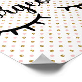 赤面及び金ゴールドグリッター水玉模様 ポスター (角)