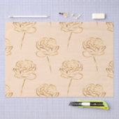 赤面及び金ゴールドフェイクフォイル牡丹 薄葉紙 (クラフト)