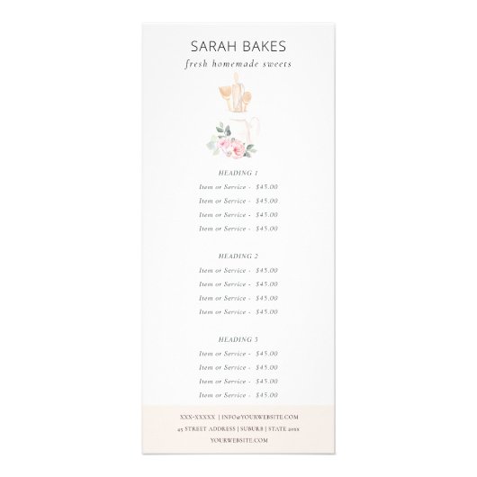 赤面器具フローラウィスクベーカリーサービス価格 ラックカード (正面)