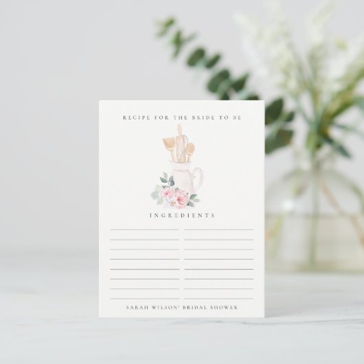 赤面器具フローラレシピ要求ブライダルシャワー ポストカード (スタンド正面)