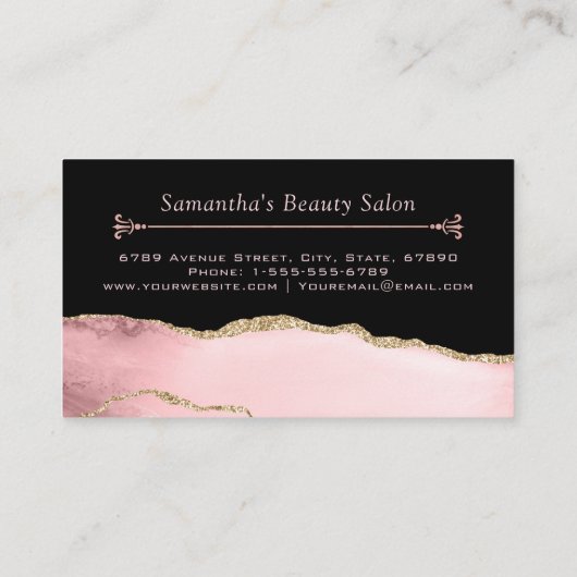 赤面大理石エーゲートメイクアップアーティストヘアサロン 名刺 (裏面)