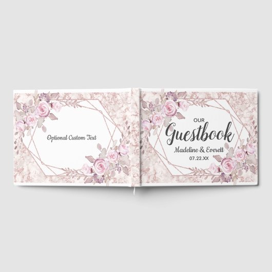 赤面大理石幾何学フローラ結婚ズモノグラム ゲストブック (全面)