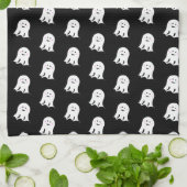 赤面幽霊かわいいハロウィーン キッチンタオル (折り畳み)