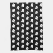 赤面幽霊かわいいハロウィーン キッチンタオル (縦)