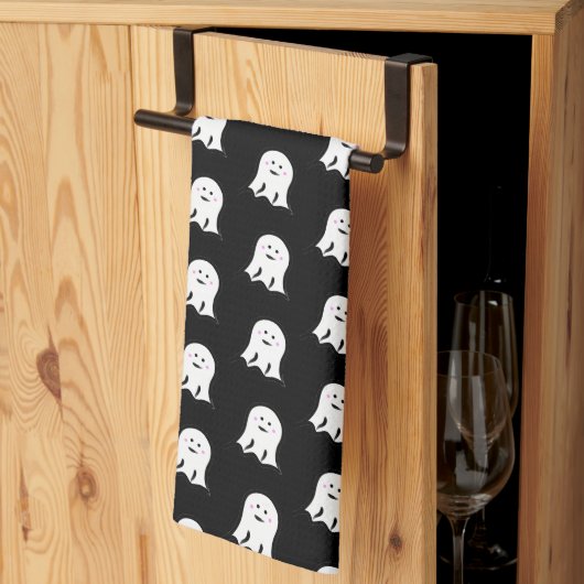 赤面幽霊かわいいハロウィーン キッチンタオル (三つ折り)