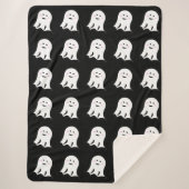 赤面幽霊かわいいハロウィーン シェルパブランケット (正面)