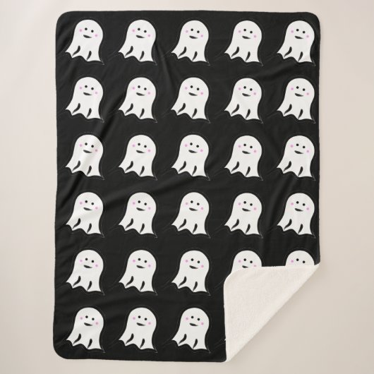 赤面幽霊かわいいハロウィーン シェルパブランケット (正面)