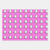 赤面幽霊かわいいハロウィーン ラッピングペーパーシート (正面3)