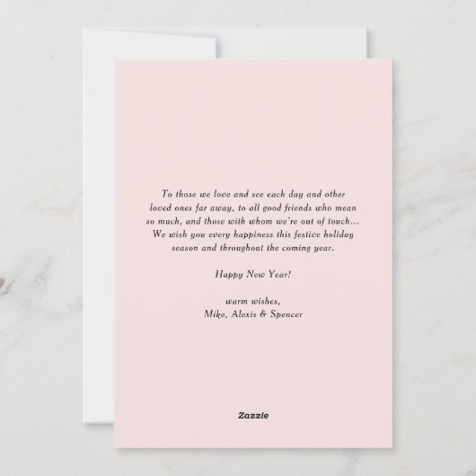 赤面幾何学的タイポグラフィ写真新年おめでとう シーズンカード (裏面)