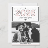 赤面幾何学的タイポグラフィ写真新年おめでとう シーズンカード (正面)