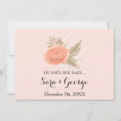 赤面彼は、彼女はブライダルシャワーゲームカードと言った 招待状 (正面)