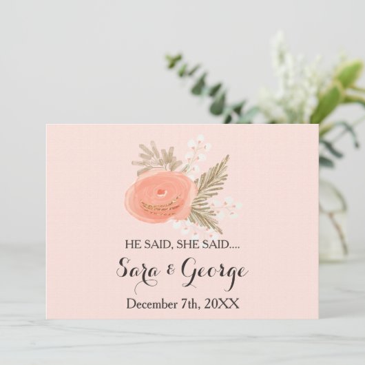 赤面彼は、彼女はブライダルシャワーゲームカードと言った 招待状 (スタンド正面)